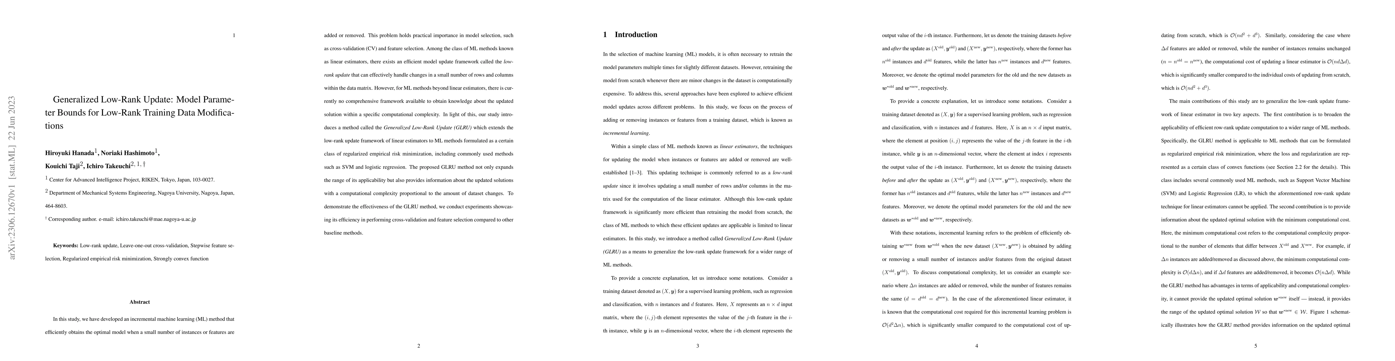 Thumbnail for Generalized Low-Rank Update: Model Parameter Bounds for Low-Rank
  Training Data Modifications