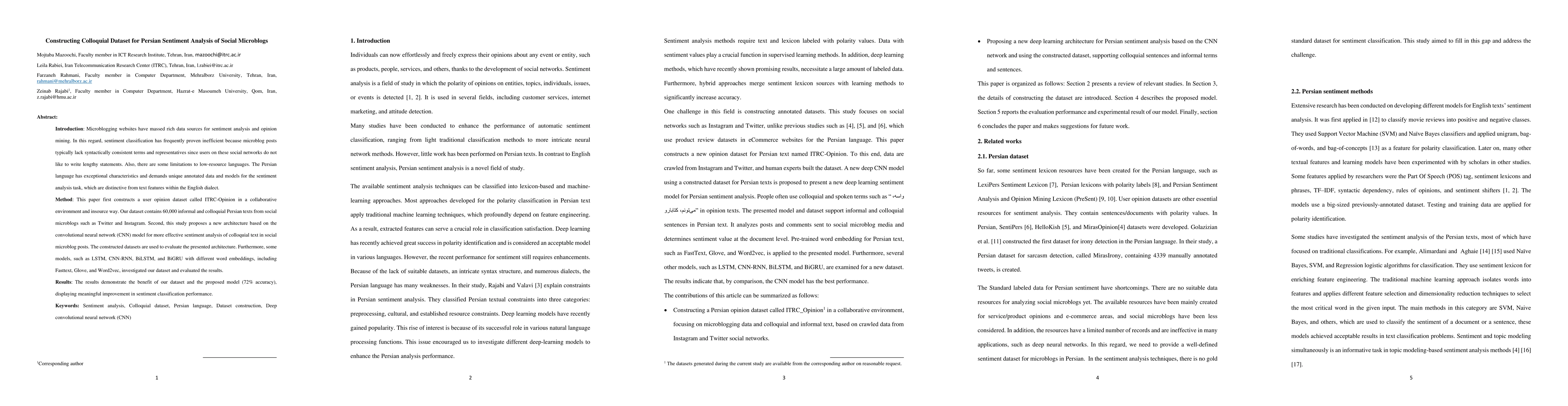 Thumbnail for Constructing Colloquial Dataset for Persian Sentiment Analysis of Social
  Microblogs
