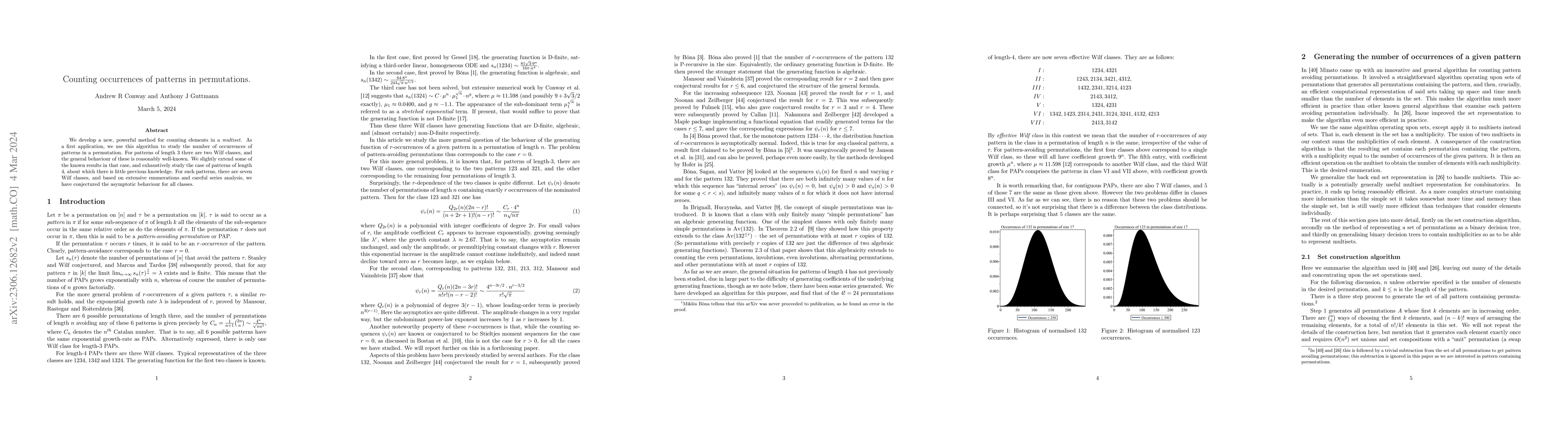 Thumbnail for Counting occurrences of patterns in permutations