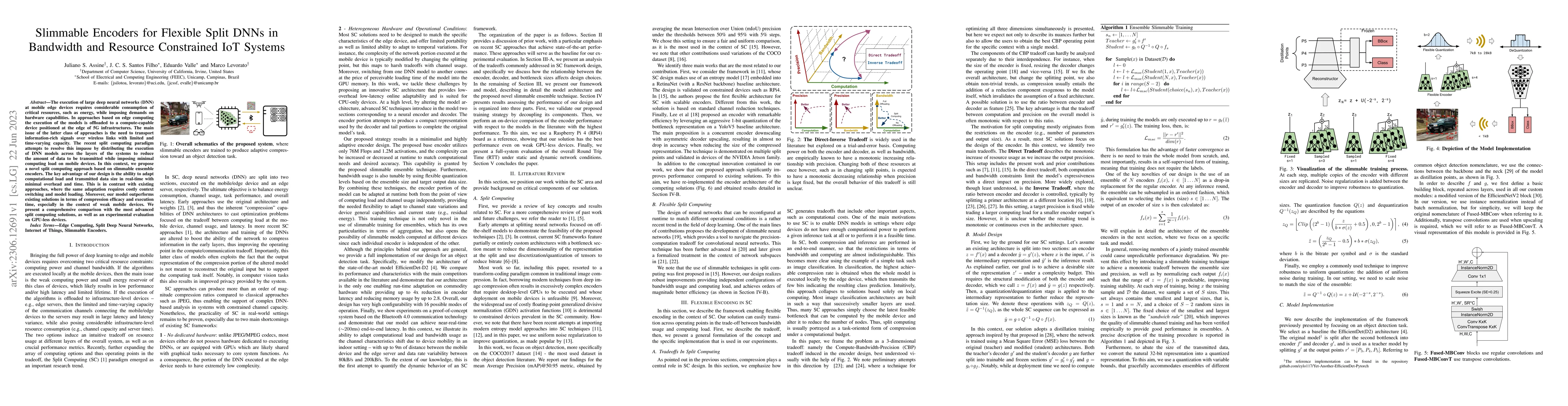 Thumbnail for Slimmable Encoders for Flexible Split DNNs in Bandwidth and Resource
  Constrained IoT Systems