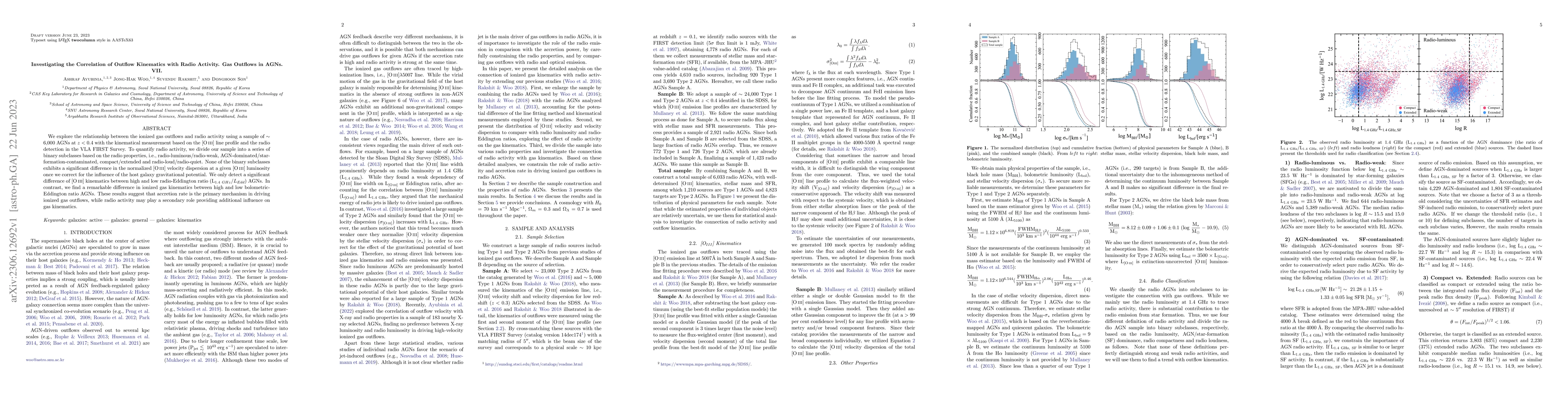 Thumbnail for Investigating the Correlation of Outflow Kinematics with Radio Activity.
  Gas Outflows in AGNs. VII
