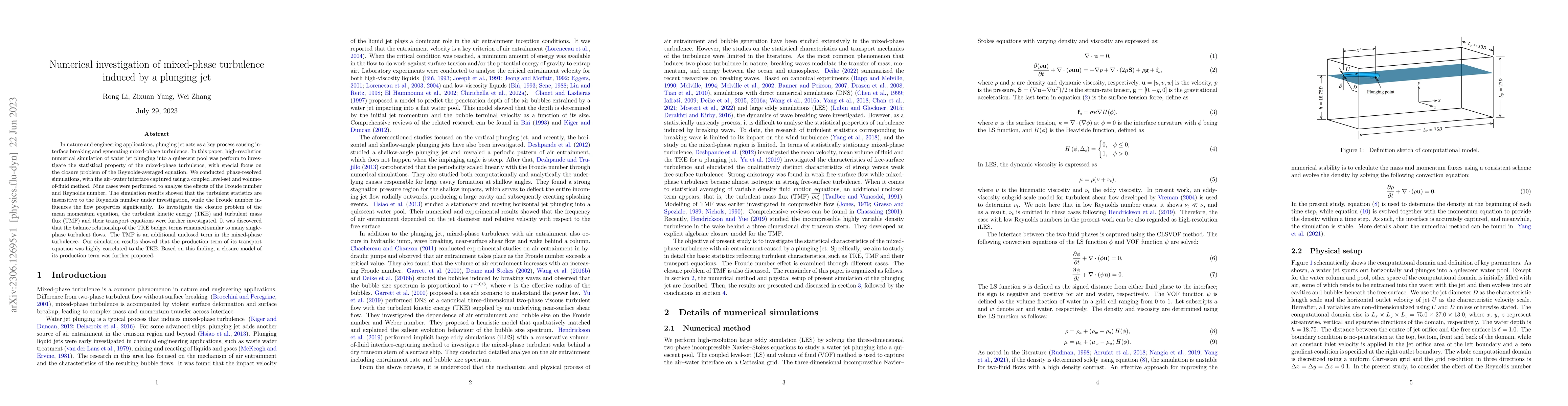 Thumbnail for Numerical investigation of mixed-phase turbulence induced by a plunging
  jet