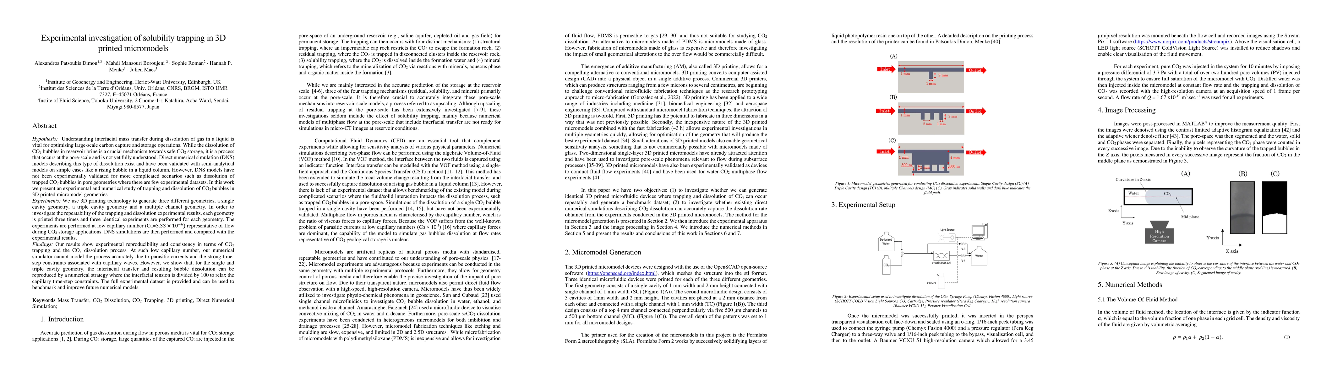Thumbnail for Experimental investigation of solubility trapping in 3D printed
  micromodels