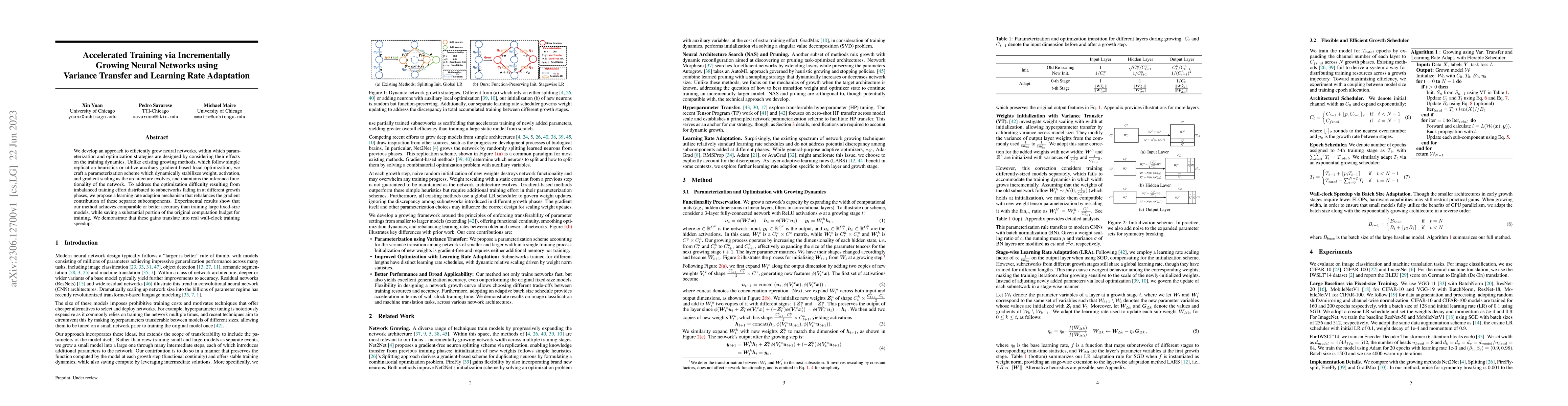Thumbnail for Accelerated Training via Incrementally Growing Neural Networks using
  Variance Transfer and Learning Rate Adaptation