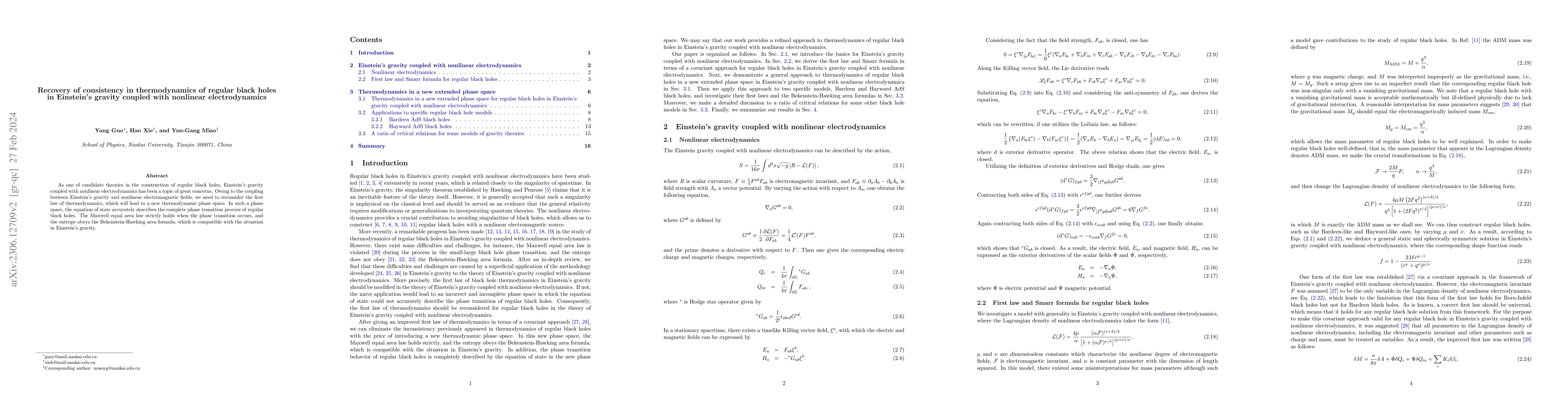 Thumbnail for Recovery of consistency in thermodynamics of regular black holes in
  Einstein's gravity coupled with nonlinear electrodynamics