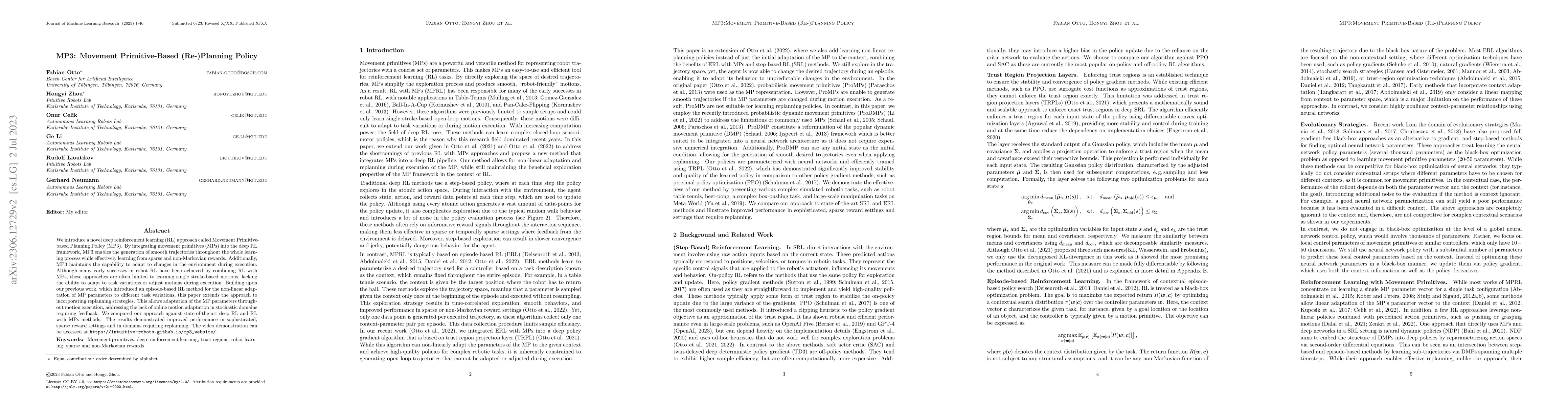 Thumbnail for MP3: Movement Primitive-Based (Re-)Planning Policy