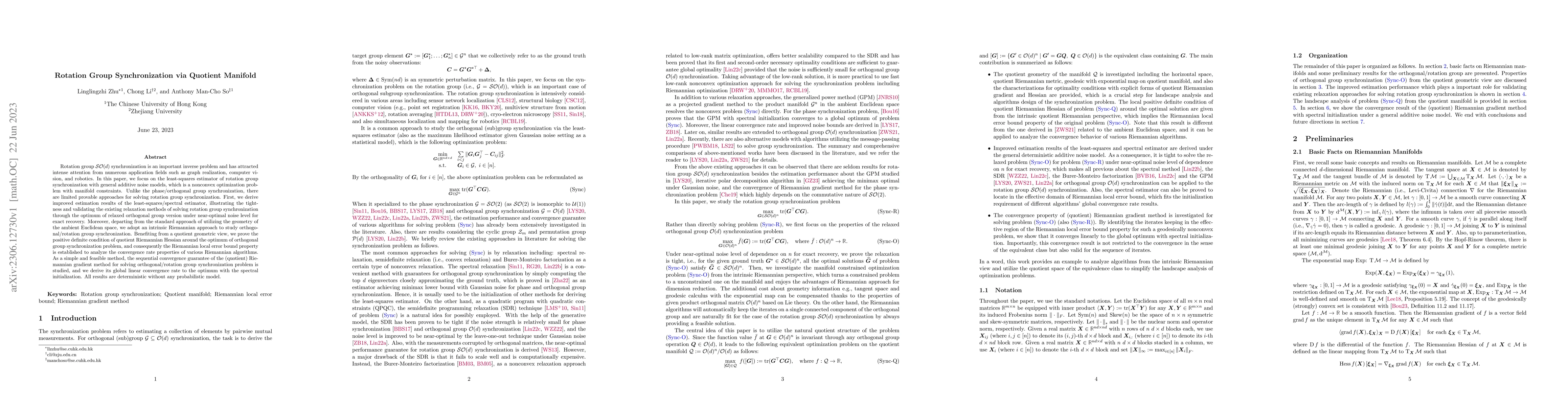 Thumbnail for Rotation Group Synchronization via Quotient Manifold