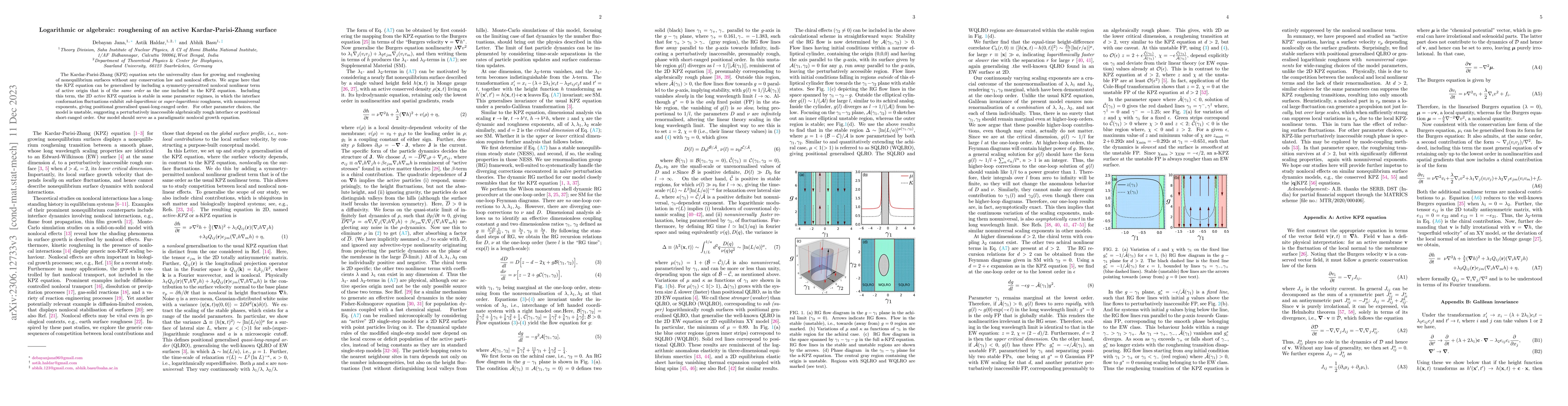 Thumbnail for Logarithmic or algebraic: roughening of an active Kardar-Parisi-Zhang
  surface