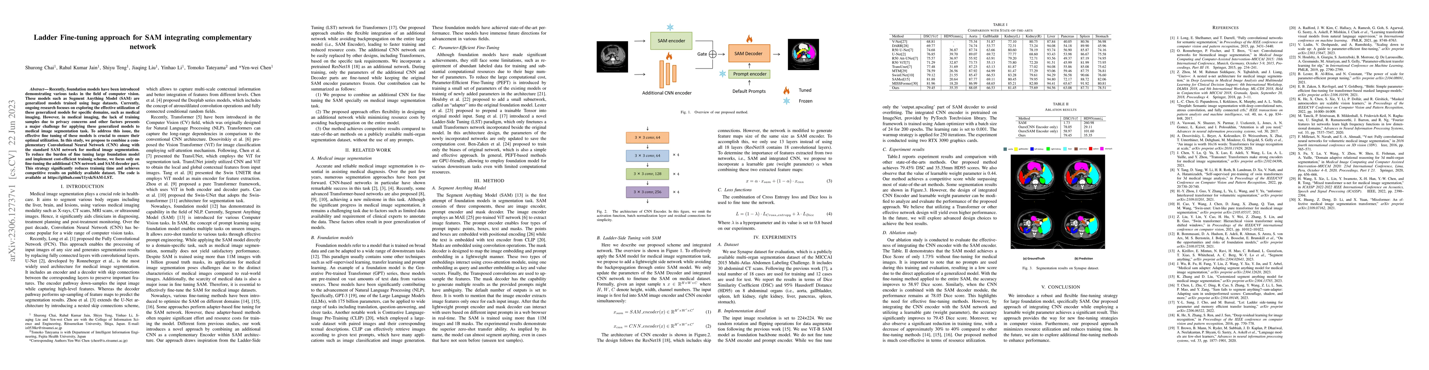 Thumbnail for Ladder Fine-tuning approach for SAM integrating complementary network