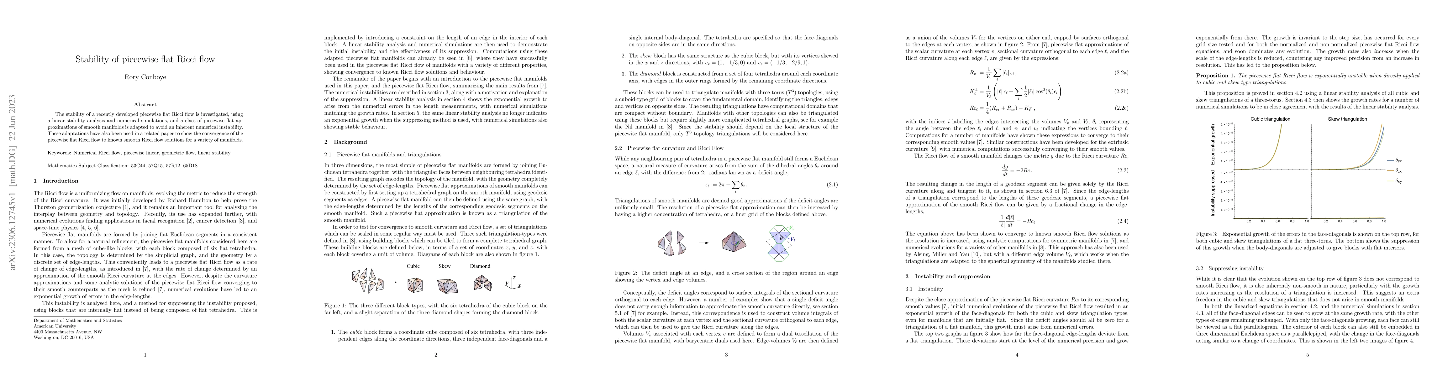 Thumbnail for Stability of piecewise flat Ricci flow