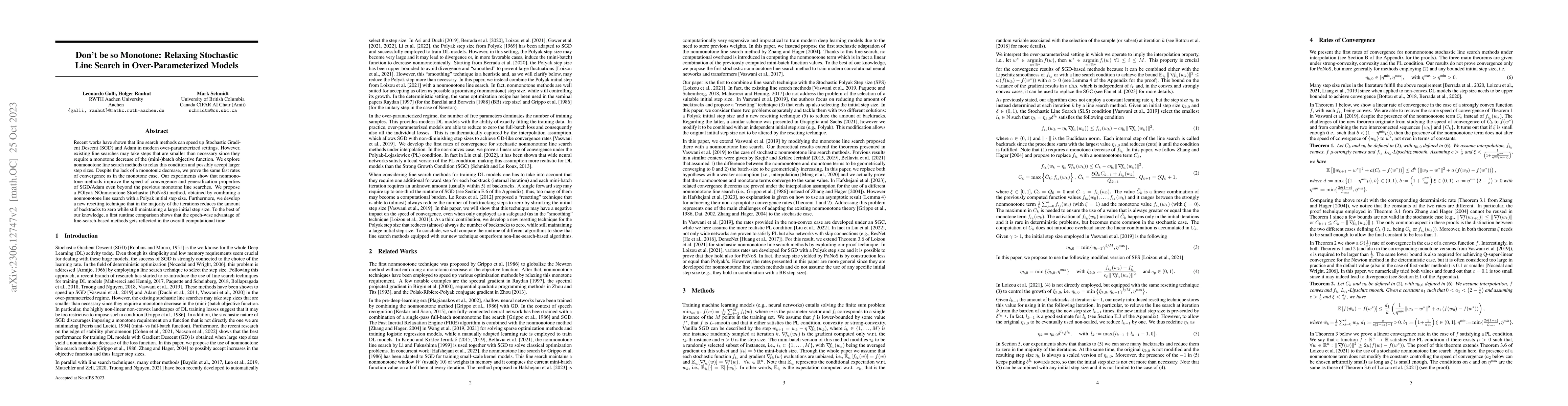 Thumbnail for Don't be so Monotone: Relaxing Stochastic Line Search in
  Over-Parameterized Models