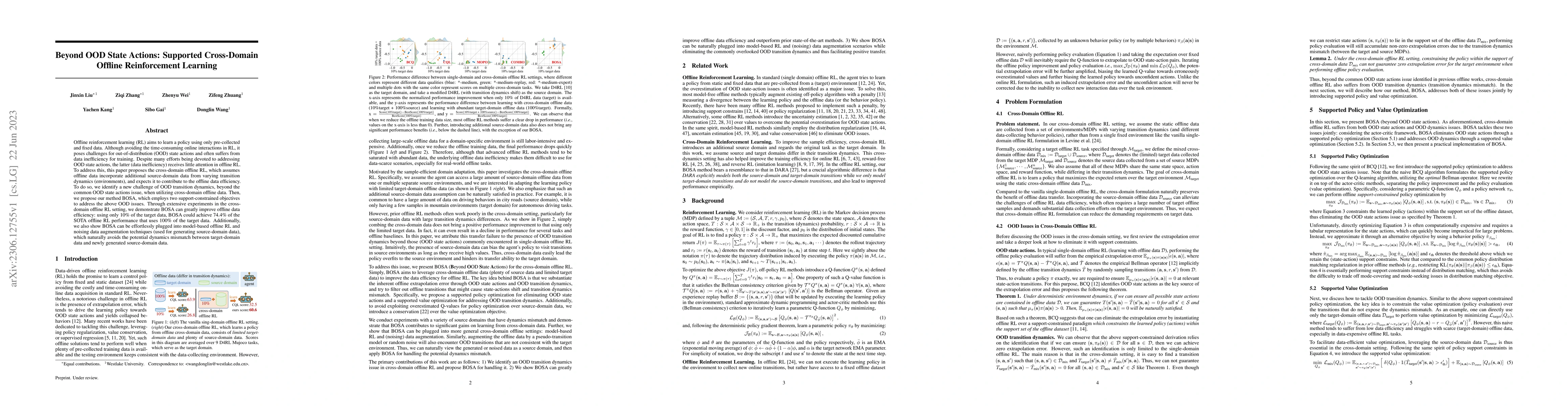 Thumbnail for Beyond OOD State Actions: Supported Cross-Domain Offline Reinforcement
  Learning