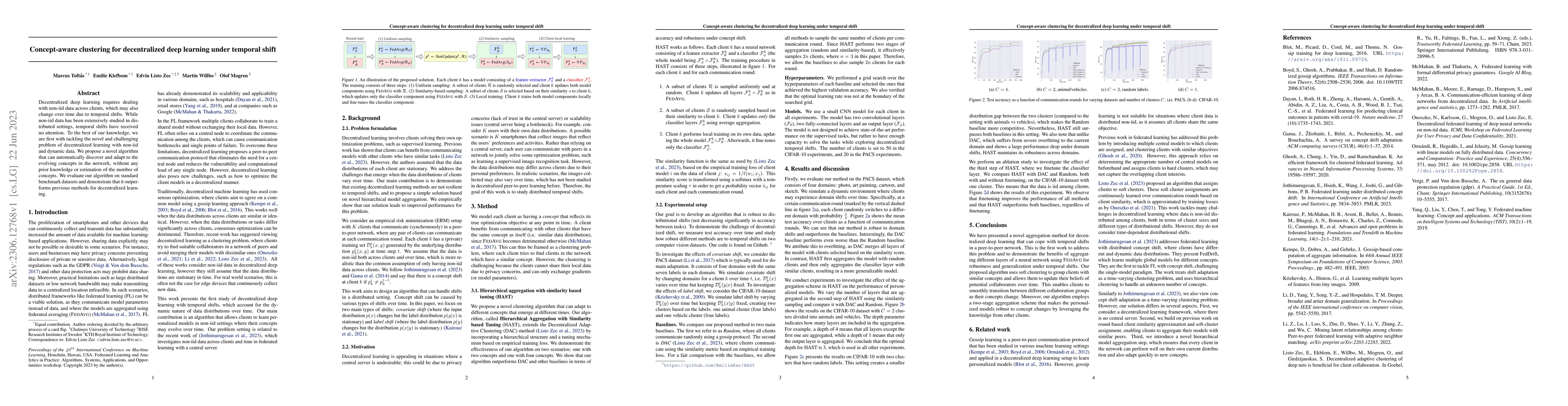 Thumbnail for Concept-aware clustering for decentralized deep learning under temporal
  shift