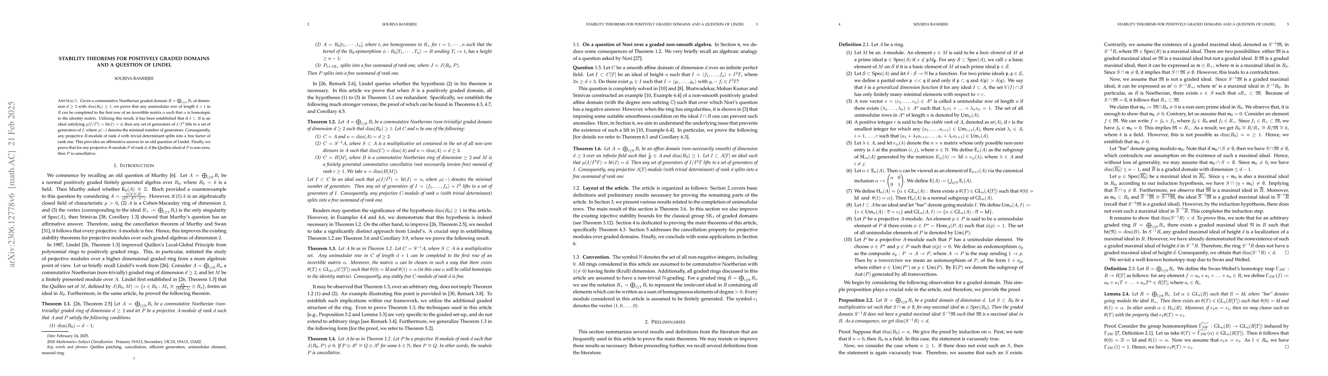 Thumbnail for Stability theorems for positively graded domains