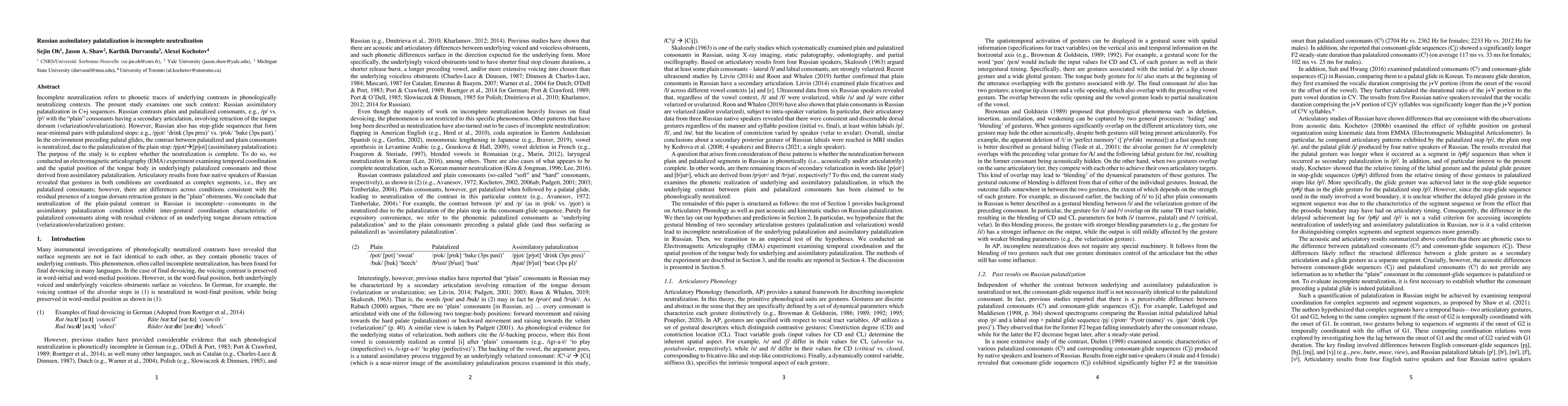 Thumbnail for Russian assimilatory palatalization is incomplete neutralization
