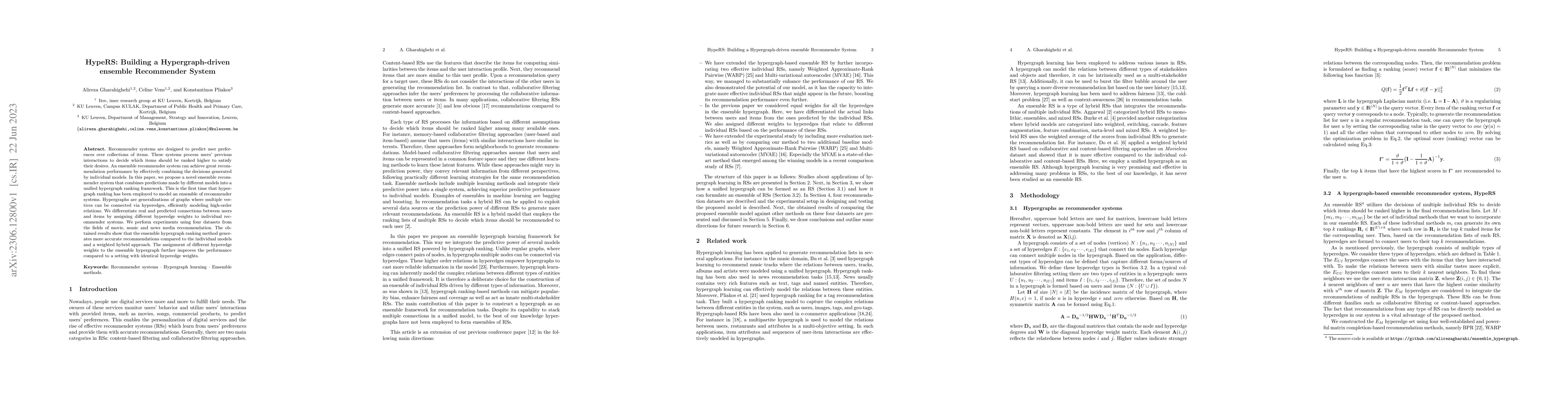 Thumbnail for HypeRS: Building a Hypergraph-driven ensemble Recommender System