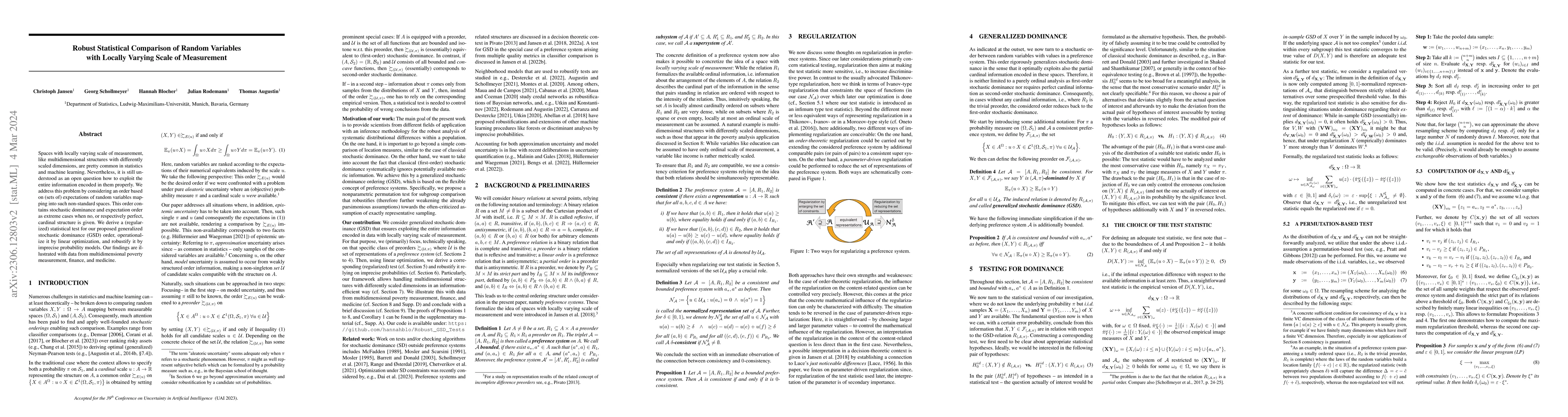 Thumbnail for Robust Statistical Comparison of Random Variables with Locally Varying
  Scale of Measurement