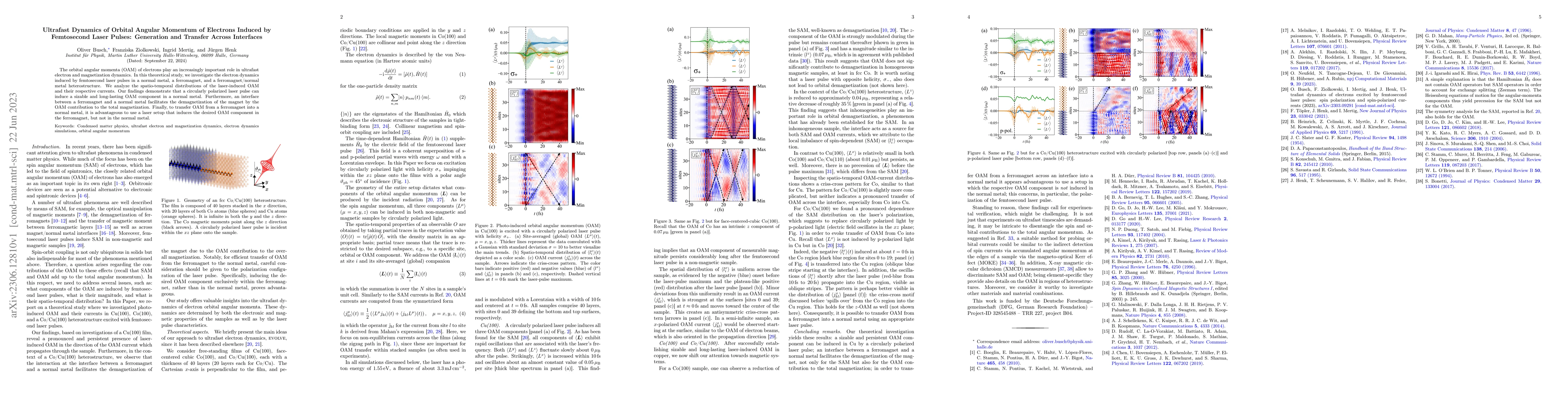 Thumbnail for Ultrafast Dynamics of Orbital Angular Momentum of Electrons Induced by
  Femtosecond Laser Pulses: Generation and Transfer Across Interfaces