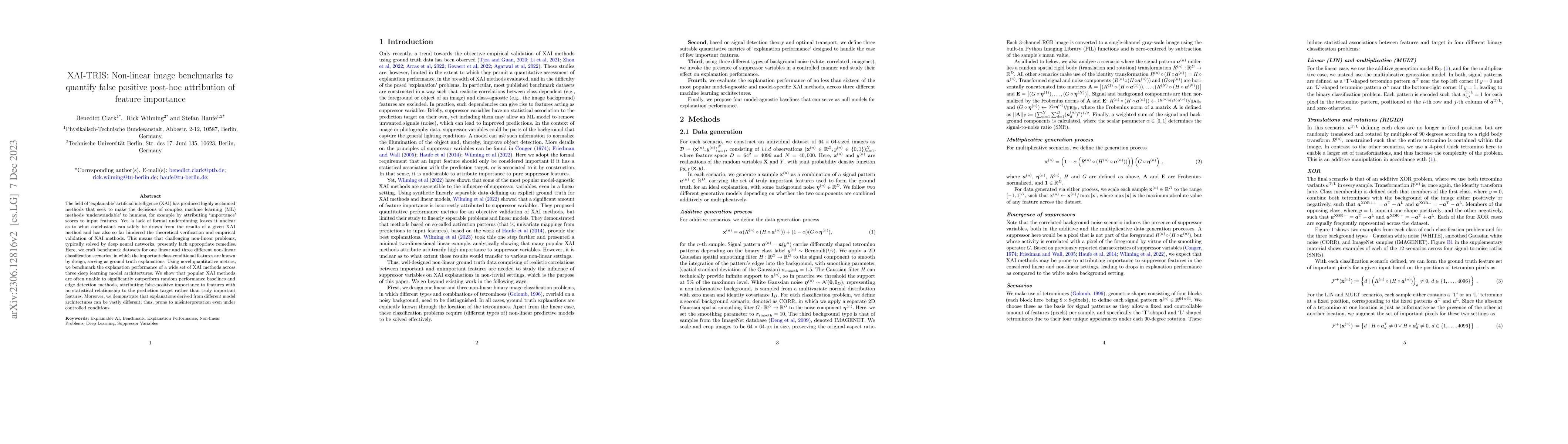 Thumbnail for XAI-TRIS: Non-linear image benchmarks to quantify false positive
  post-hoc attribution of feature importance