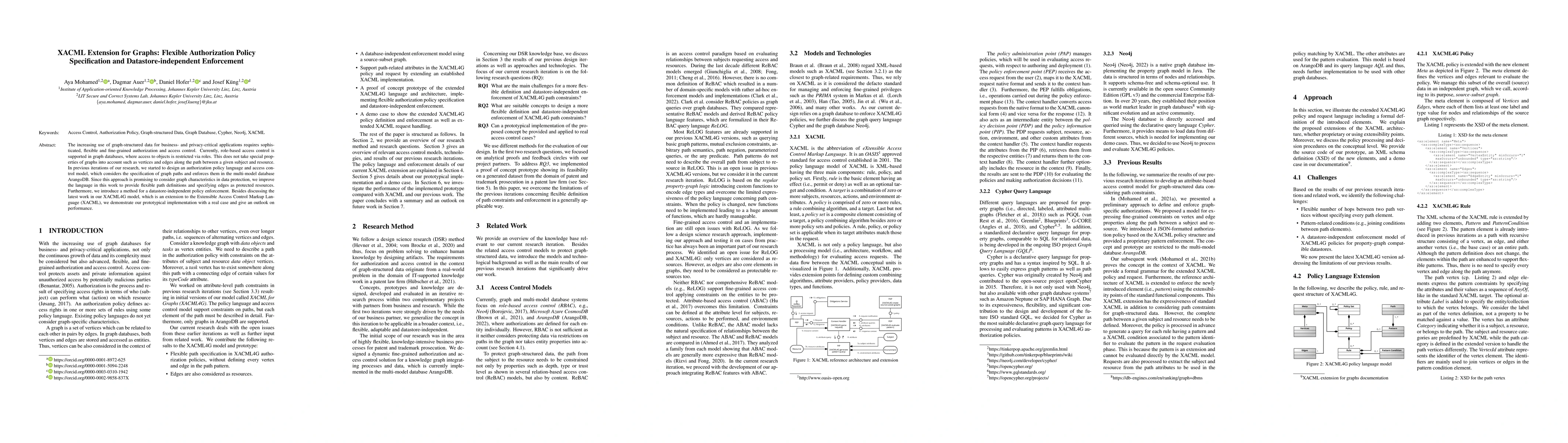 Thumbnail for XACML Extension for Graphs: Flexible Authorization Policy Specification
  and Datastore-independent Enforcement