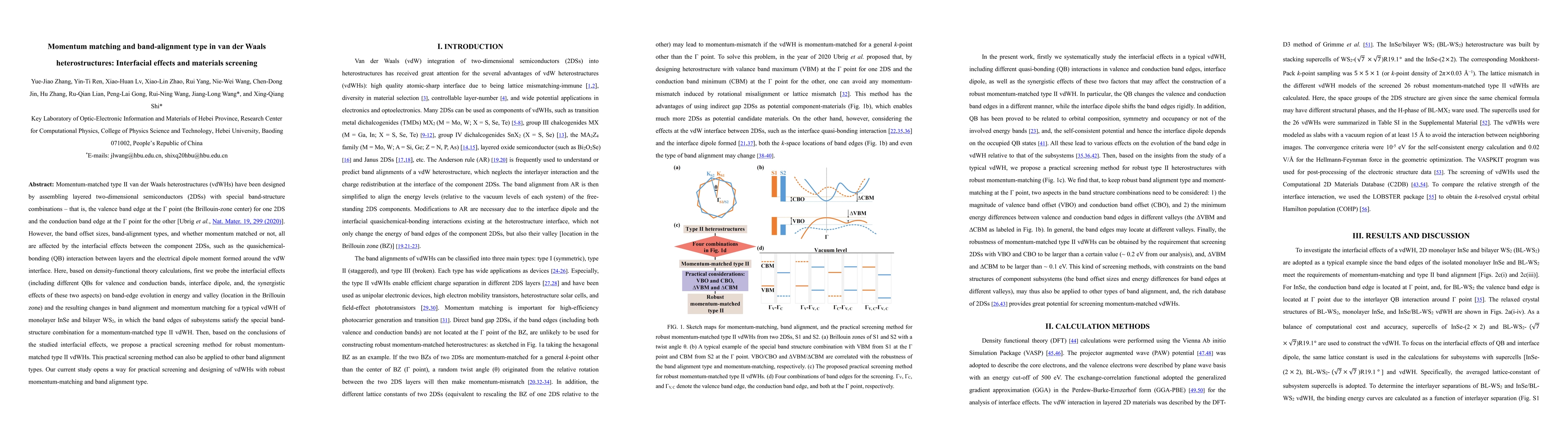 Thumbnail for Momentum matching and band-alignment type in van der Waals
  heterostructures: Interfacial effects and materials screening