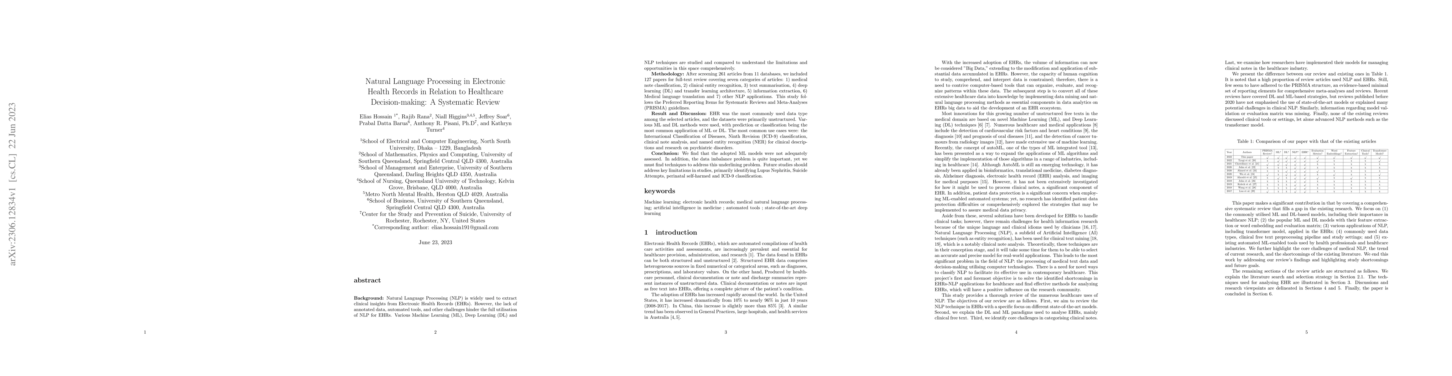 Thumbnail for Natural Language Processing in Electronic Health Records in Relation to
  Healthcare Decision-making: A Systematic Review