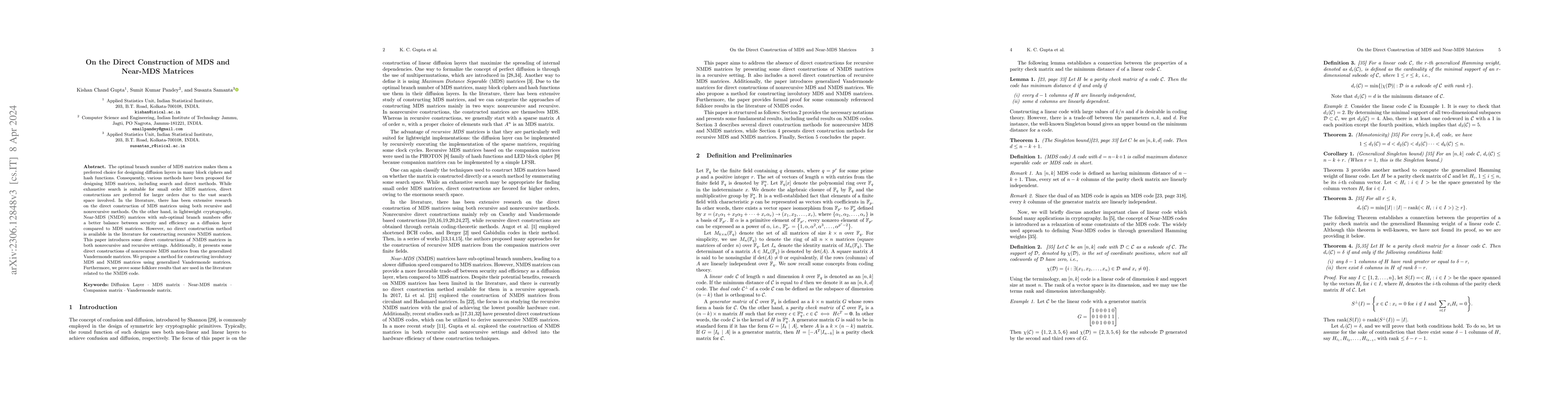 Thumbnail for On the Direct Construction of MDS and Near-MDS Matrices