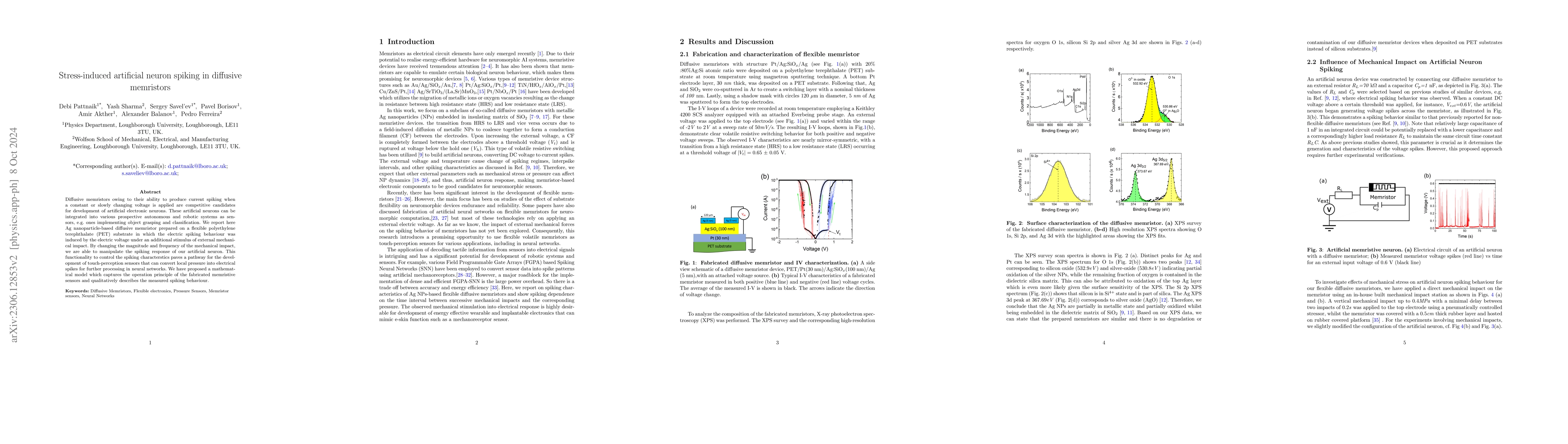 Thumbnail for Stress-induced Artificial neuron spiking in Diffusive memristors
