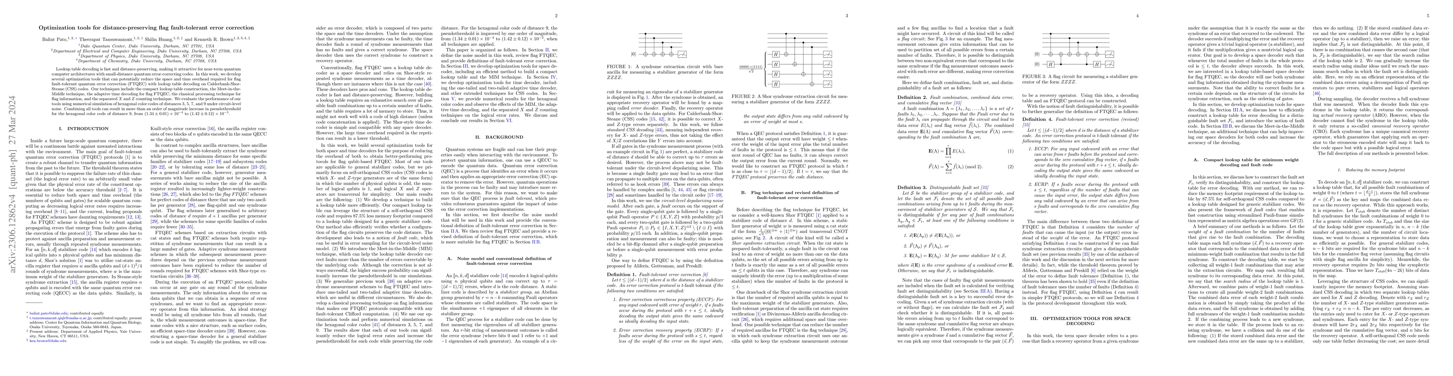 Thumbnail for Optimization tools for distance-preserving flag fault-tolerant error
  correction