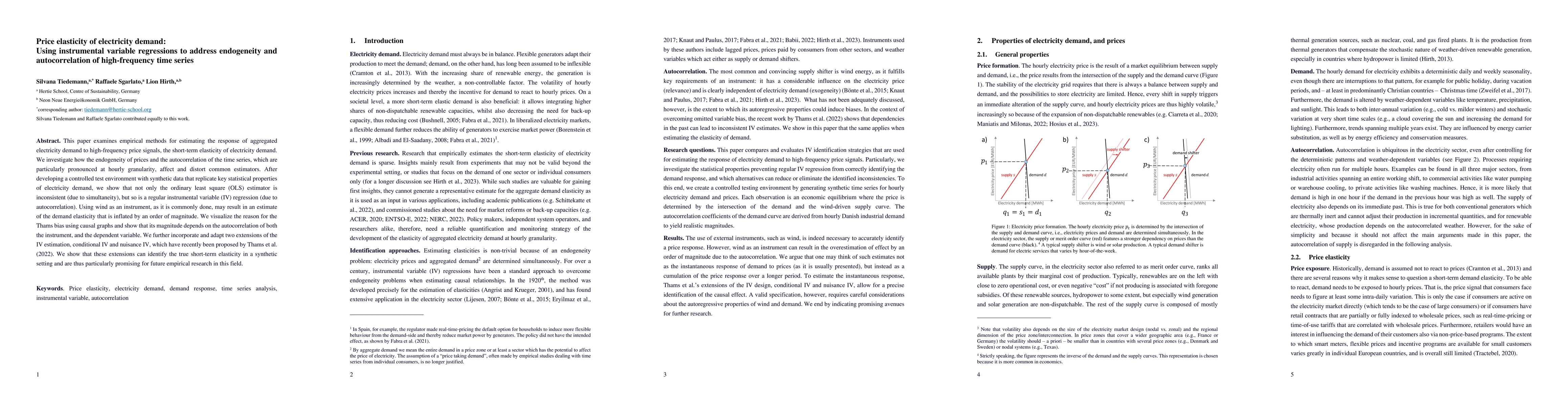 Thumbnail for Price elasticity of electricity demand: Using instrumental variable
  regressions to address endogeneity and autocorrelation of high-frequency time
  series