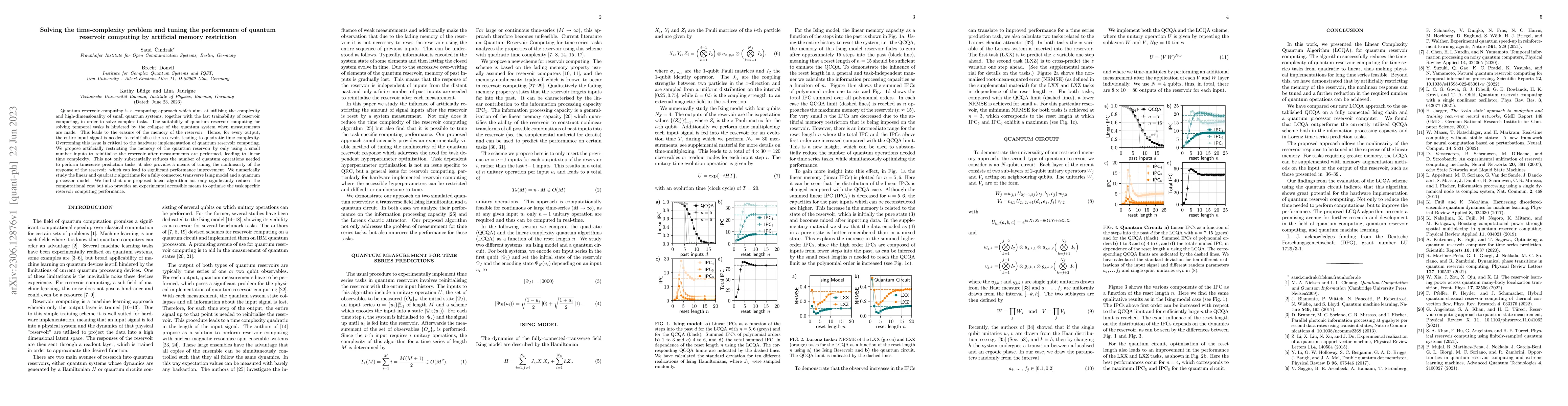 Thumbnail for Solving the time-complexity problem and tuning the performance of
  quantum reservoir computing by artificial memory restriction