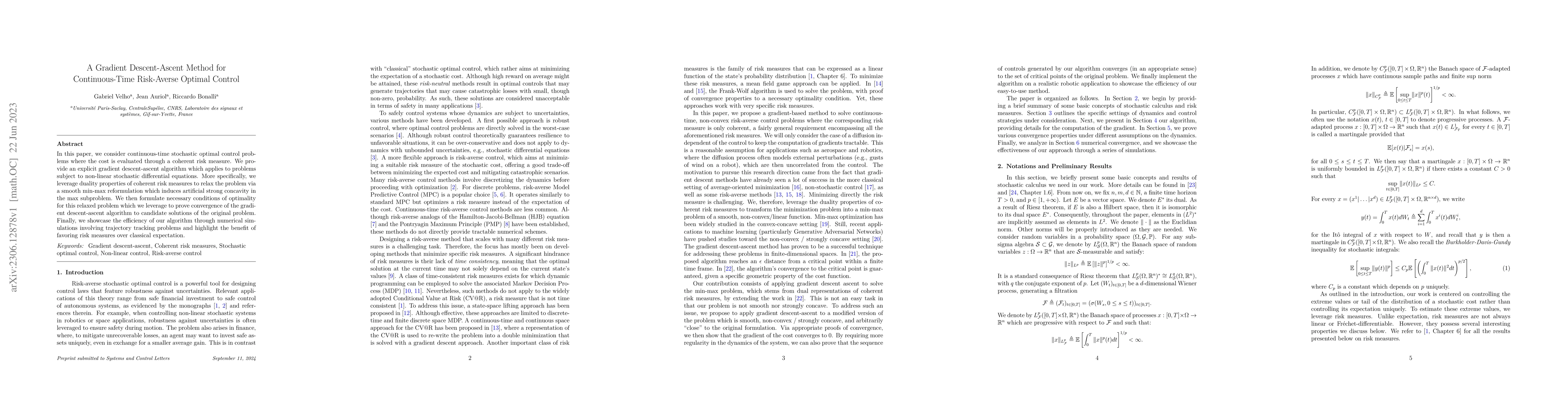 Thumbnail for A Gradient Descent-Ascent Method for Continuous-Time Risk-Averse Optimal
  Control