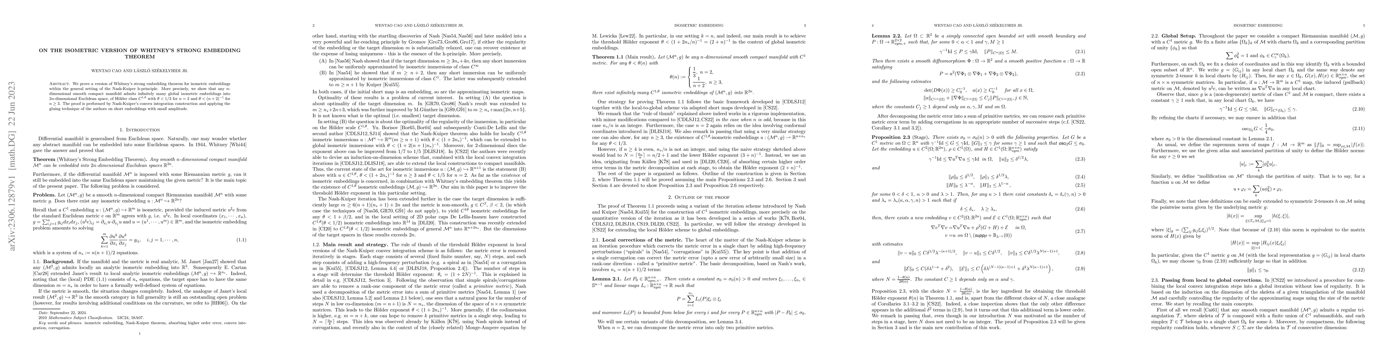 Thumbnail for On the isometric version of Whitney's strong embedding theorem