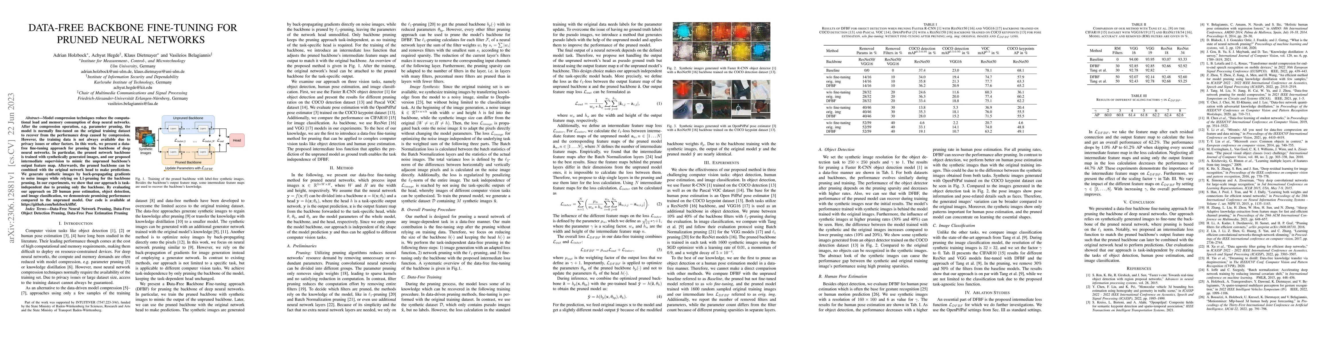 Thumbnail for Data-Free Backbone Fine-Tuning for Pruned Neural Networks