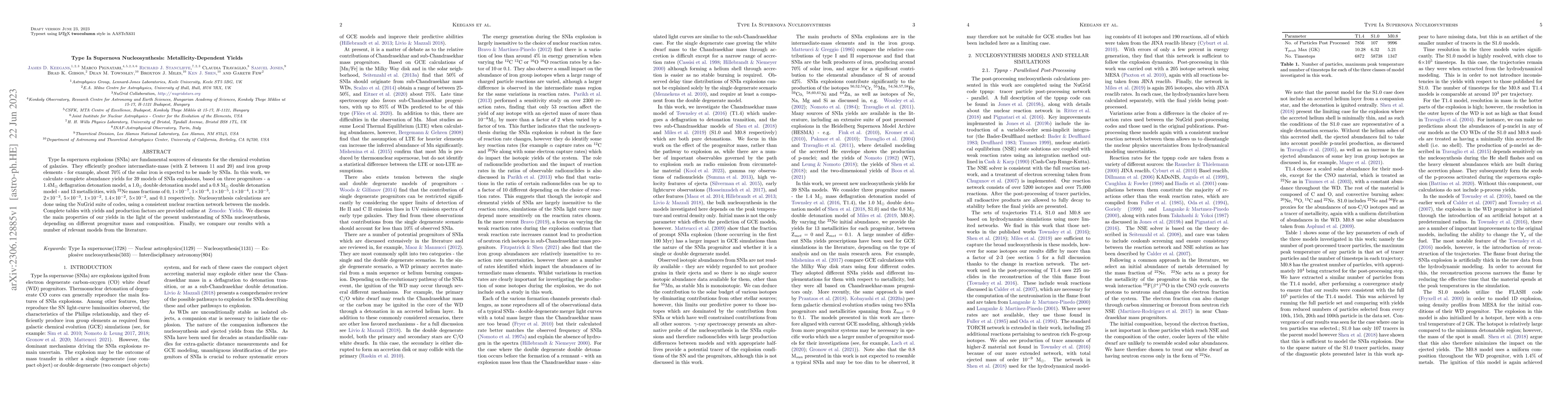 Thumbnail for Type Ia Supernova Nucleosynthesis: Metallicity-Dependent Yields