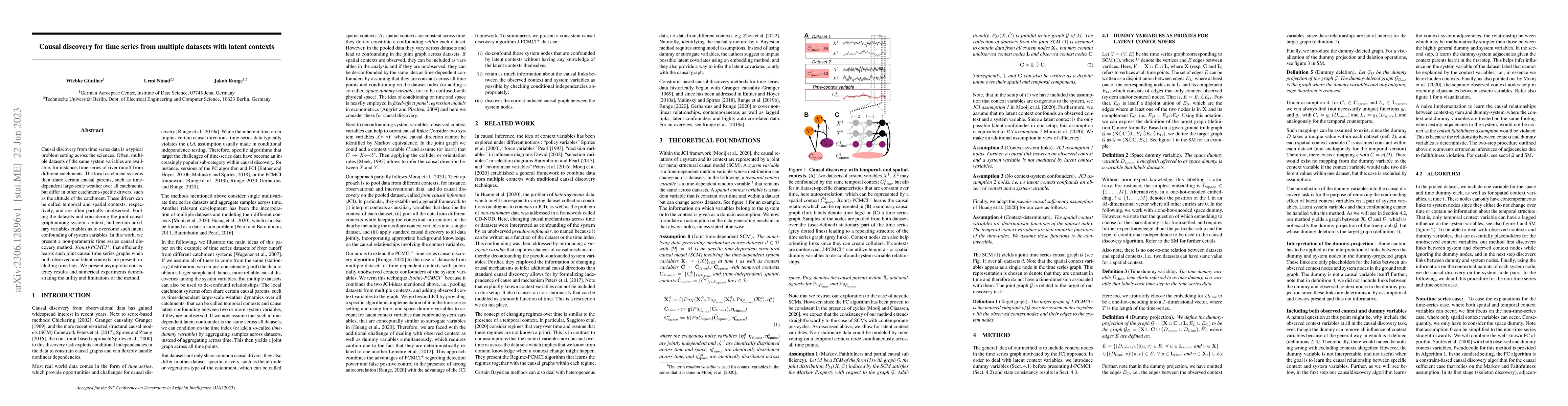 Thumbnail for Causal discovery for time series from multiple datasets with latent
  contexts