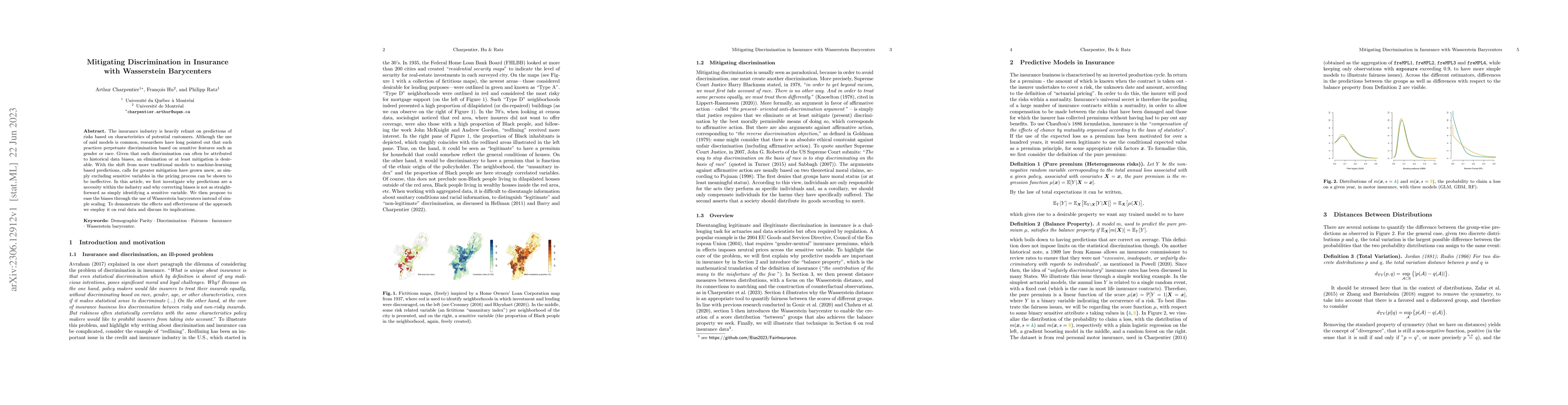 Thumbnail for Mitigating Discrimination in Insurance with Wasserstein Barycenters