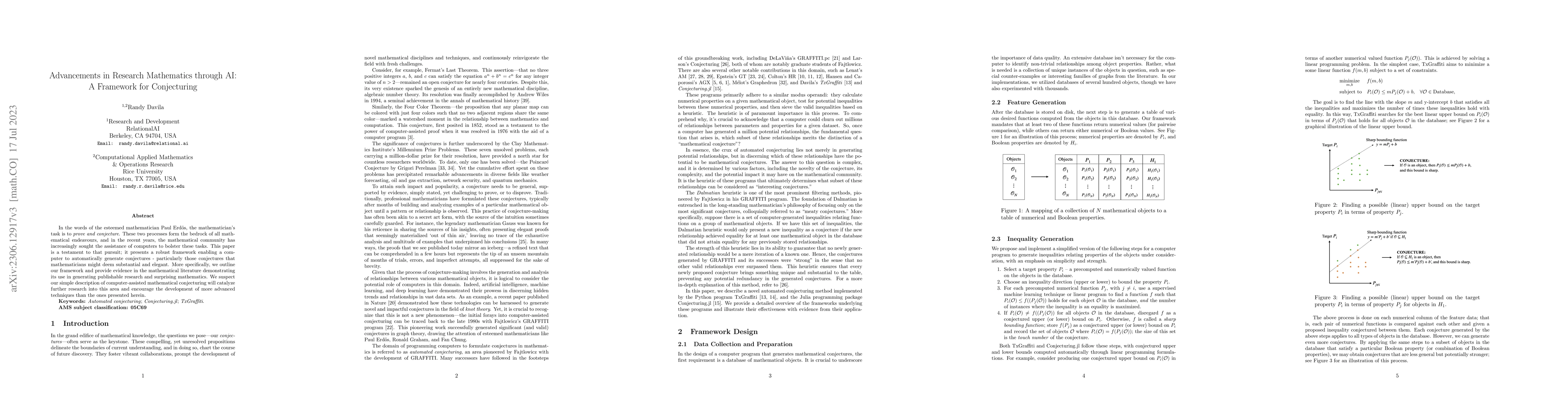 Thumbnail for Advancements in Research Mathematics through AI: A Framework for
  Conjecturing