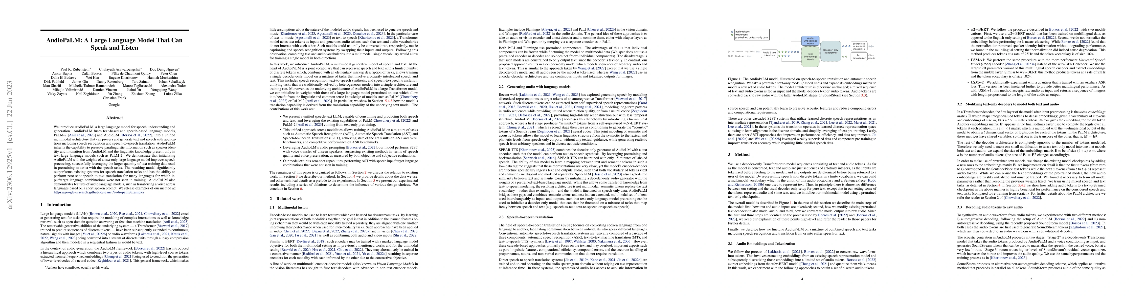Thumbnail for AudioPaLM: A Large Language Model That Can Speak and Listen