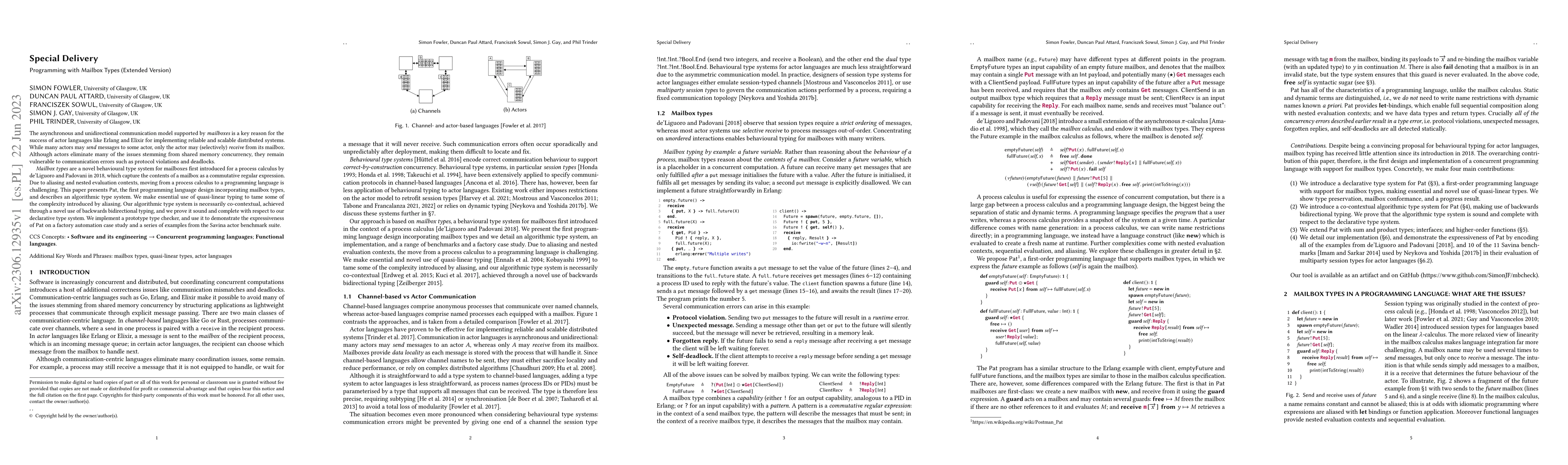 Thumbnail for Special Delivery: Programming with Mailbox Types (Extended Version)
