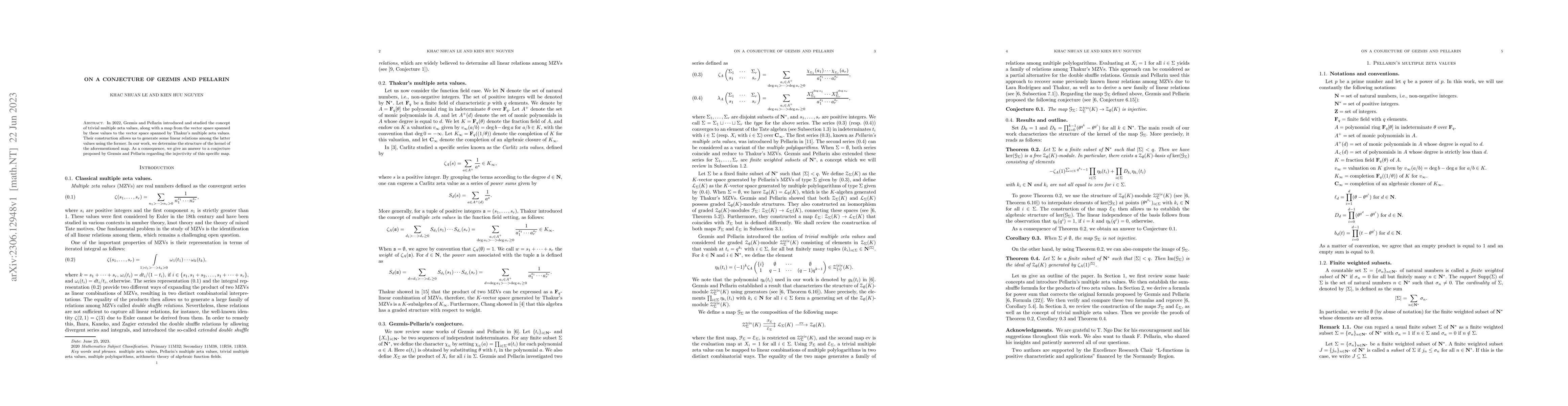 Thumbnail for On a Conjecture of Gezmis and Pellarin
