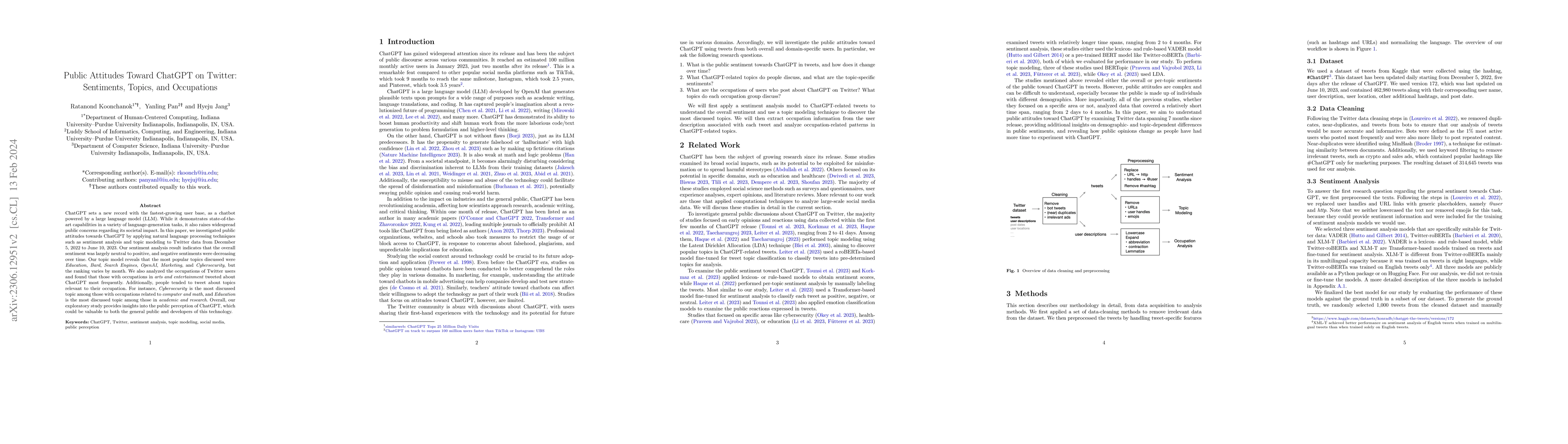 Thumbnail for Public Attitudes Toward ChatGPT on Twitter: Sentiments, Topics, and
  Occupations