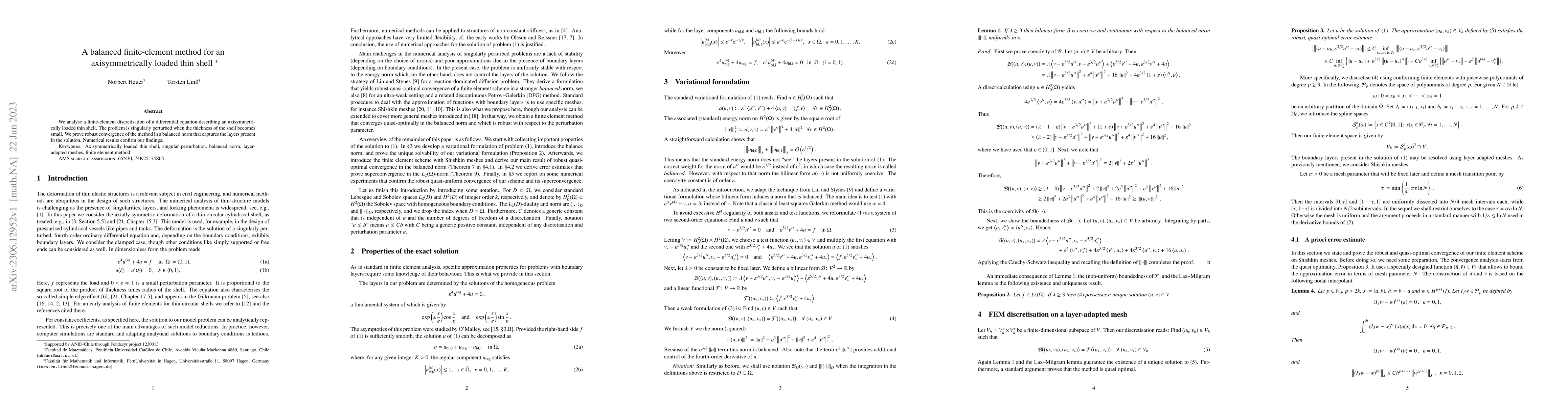 Thumbnail for A balanced finite-element method for an axisymmetrically loaded thin
  shell
