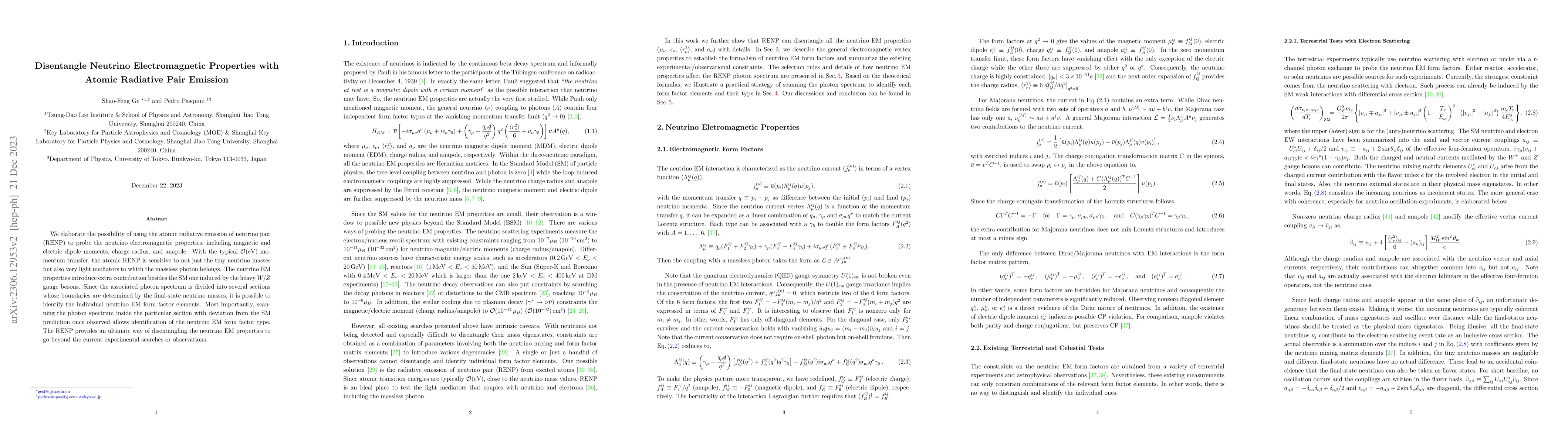 Thumbnail for Disentangle Neutrino Electromagnetic Properties with Atomic Radiative
  Pair Emission