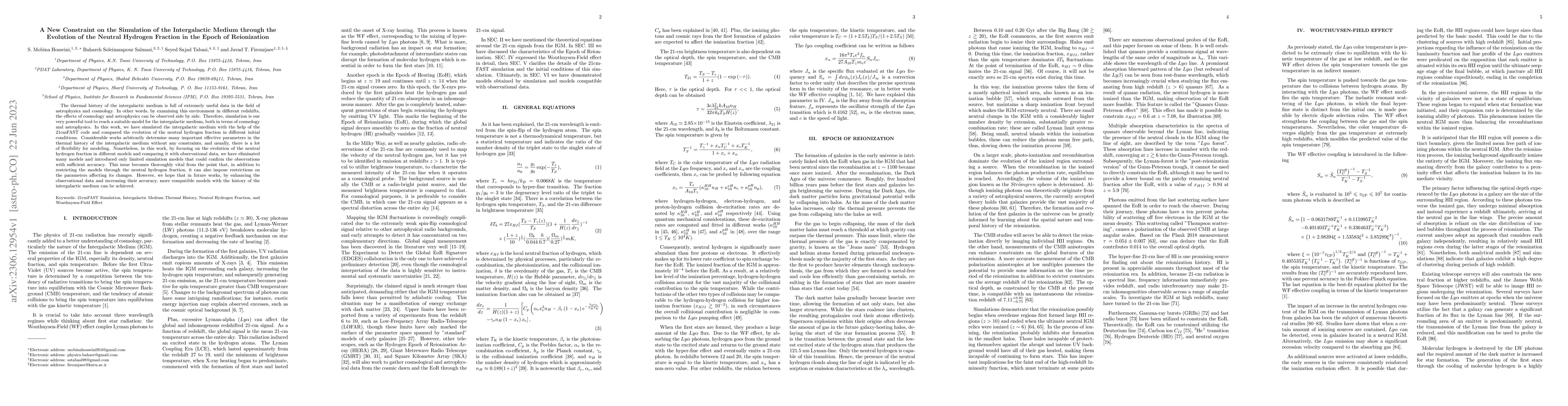 Thumbnail for A New Constraint on the Simulation of the Intergalactic Medium through
  the Evolution of the Neutral Hydrogen Fraction in the Epoch of Reionization