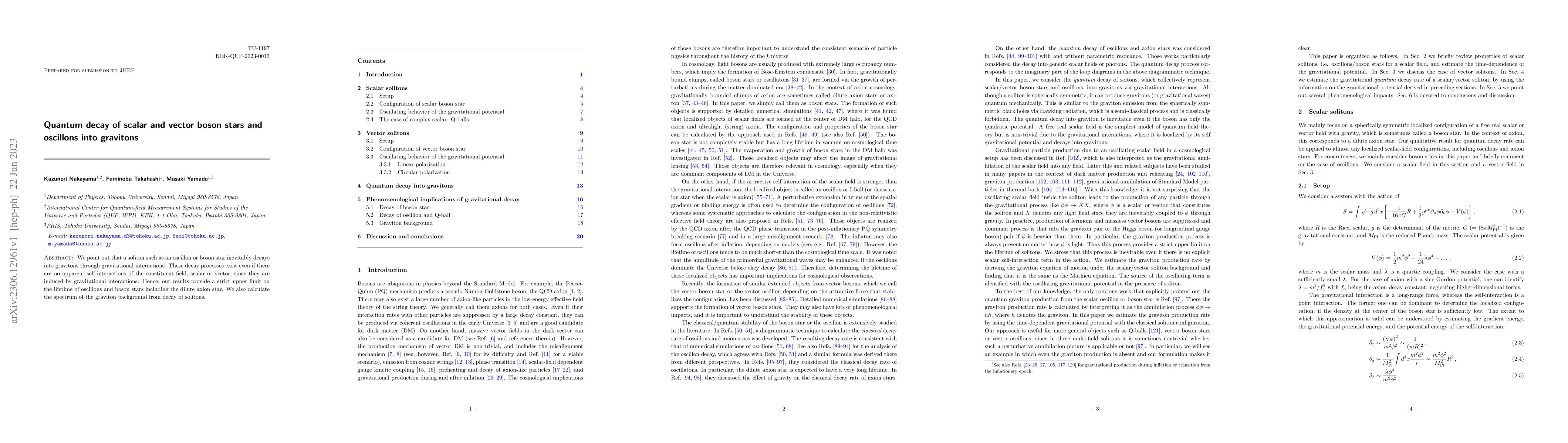 Thumbnail for Quantum decay of scalar and vector boson stars and oscillons into
  gravitons
