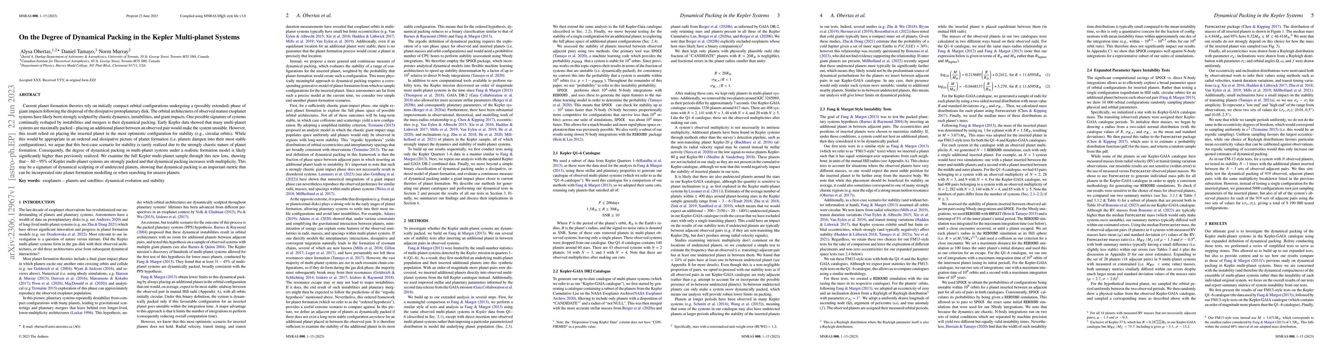 Thumbnail for On the Degree of Dynamical Packing in the Kepler Multi-planet Systems