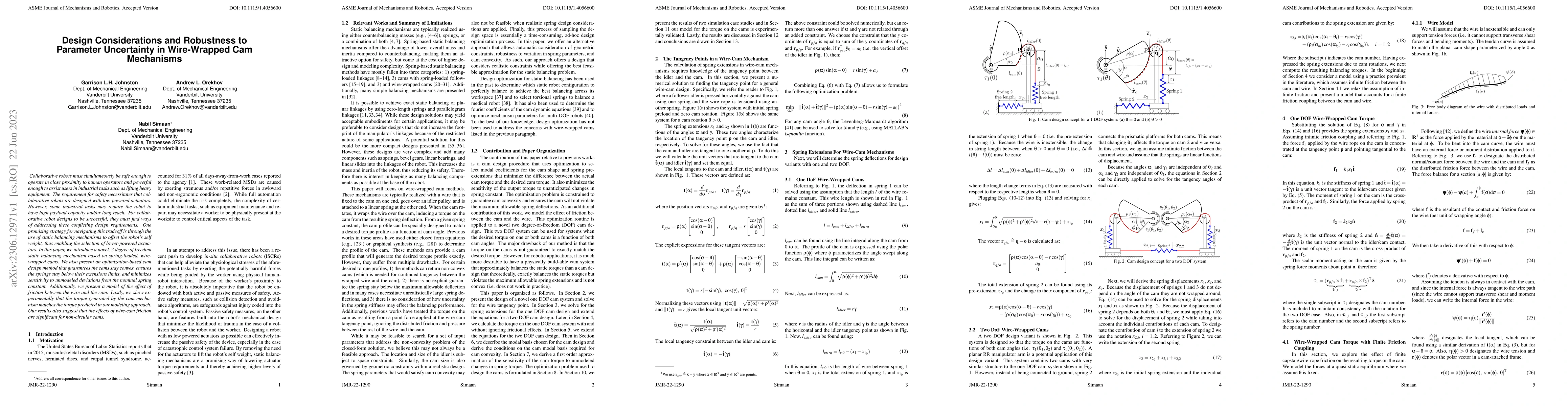 Thumbnail for Design Considerations and Robustness to Parameter Uncertainty in
  Wire-Wrapped Cam Mechanisms