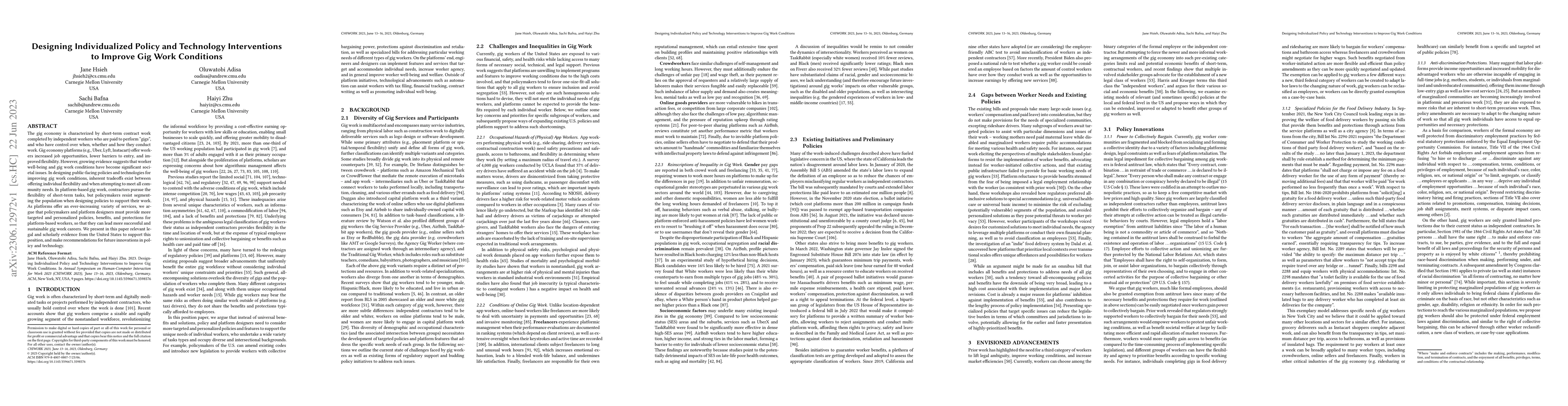 Thumbnail for Designing Individualized Policy and Technology Interventions to Improve
  Gig Work Conditions