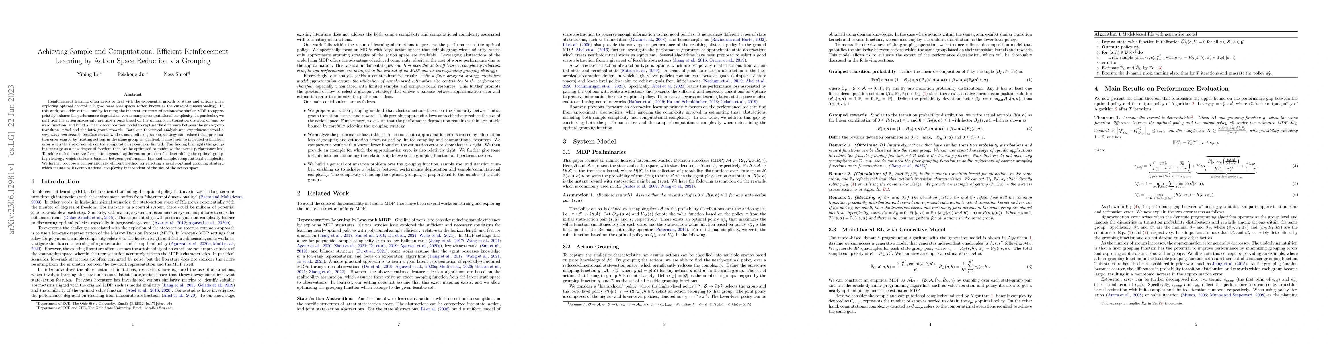 Thumbnail for Achieving Sample and Computational Efficient Reinforcement Learning by
  Action Space Reduction via Grouping